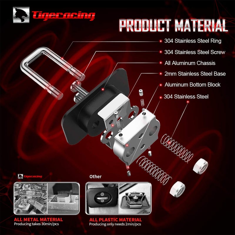 Tigeracing Tie Down Anchors Retractable Truck Bed Top Side D Ring All Metal Compatible with 1995-2018 Ram 1500 2500 3500, NOT for 2019+ Models, 3000 LBS Capacity of 4 - Image 3